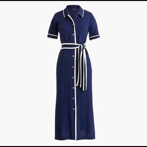 J.Crew navy blue belted sweater dress